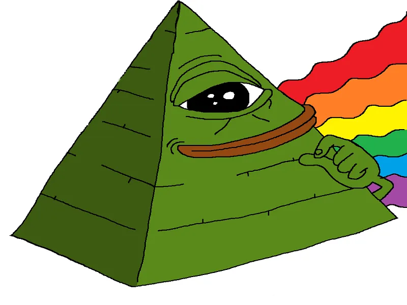 Rare Pepe meme of Pepe the Frog as a pyramid