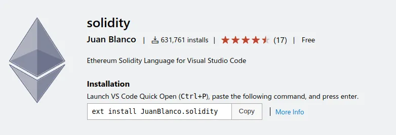 Solidity extension for VS Code by Juan Blanco