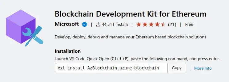 Blockchain Development Kit for Ethereum extension for VS Code by Microsoft