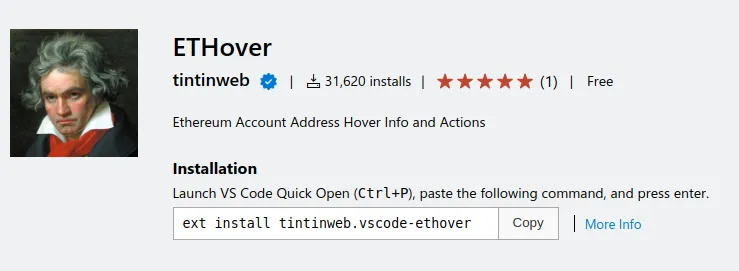 ETHover extension for VS Code by tintinweb