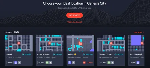 Decentraland marketplace for LAND in Genesis City