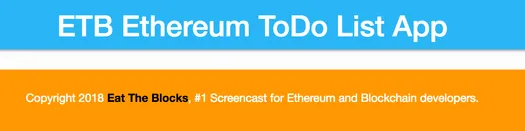 Header and footer of the ToDo list Dapp
