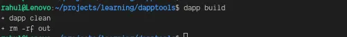 Terminal output of dapp build