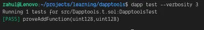 Terminal output of a passing symbolic execution test