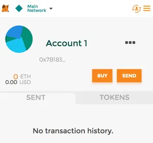 MetaMask wallet showing Account 1 on the main network